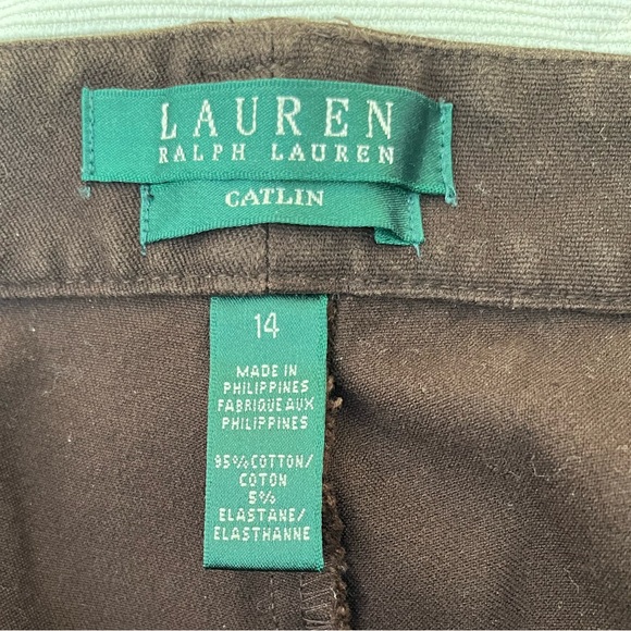 Ralph Lauren dark brown cotton pants jean style straight legs high waist US 14 - Picture 4 of 14